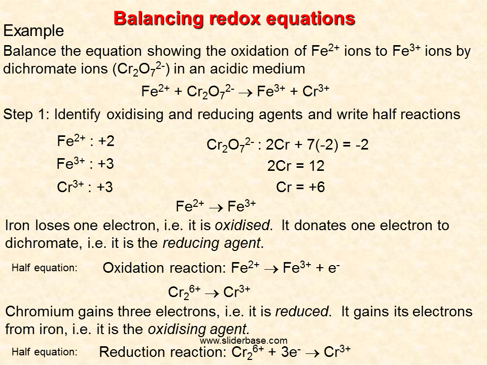 Identifying Oxidising And Reducing Agents