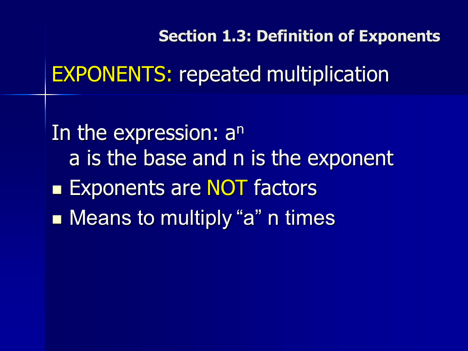  Exponents repeated multiplication 