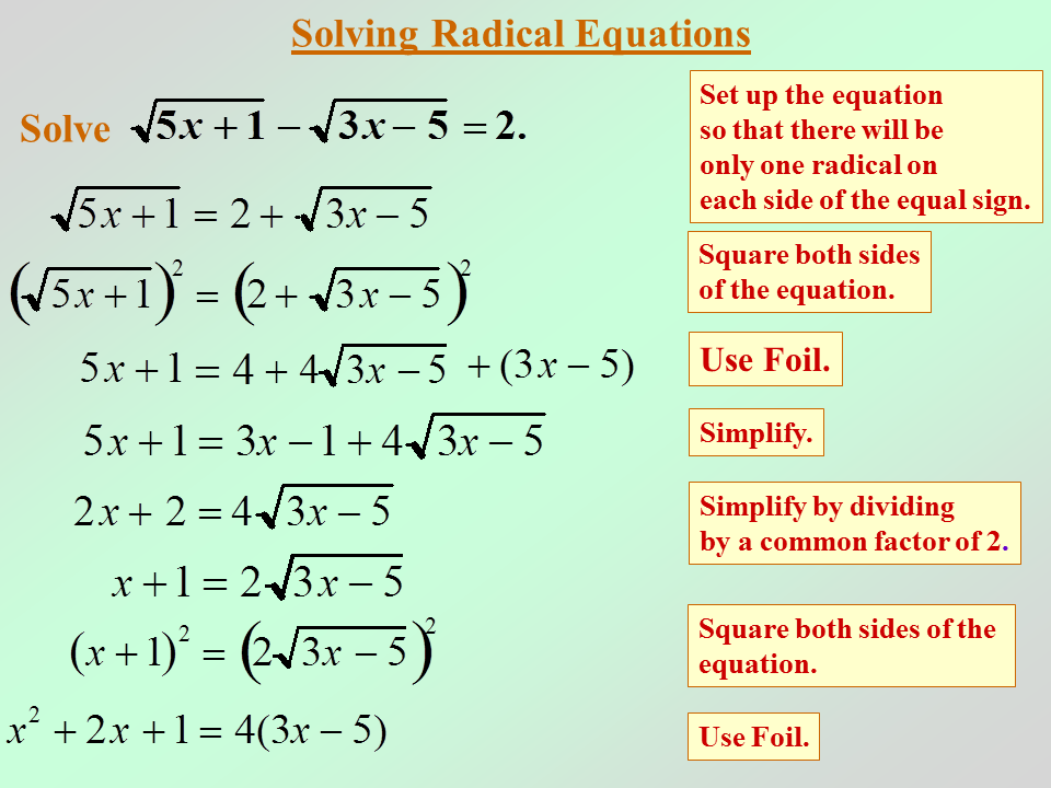 Solving Radical Equations Tessshebaylo