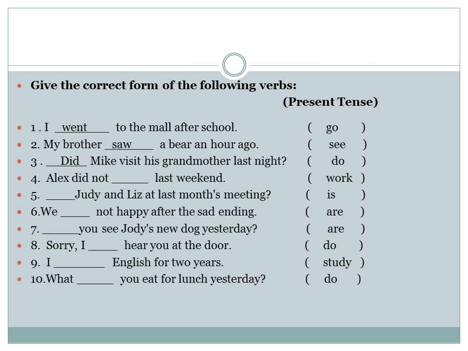 Complete The Sentences With The Correct Form Of The Verbs EDUCA