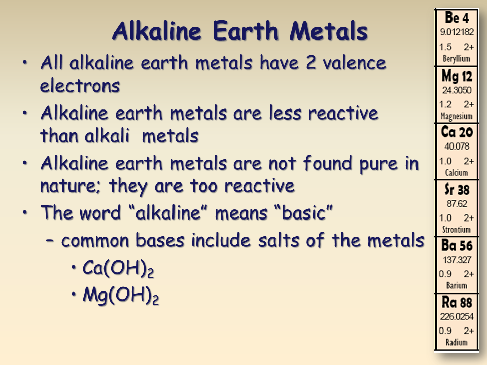 The Halogens Alkali Metals And Alkaline Earth Have How Many Valence 