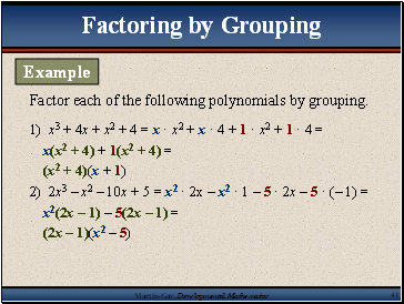 Factoring by Grouping
